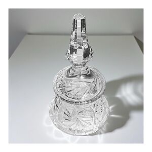 Vintage 1970s Clear Cut Crystal Candy Dish w/Lid 10” Sunburst Germany